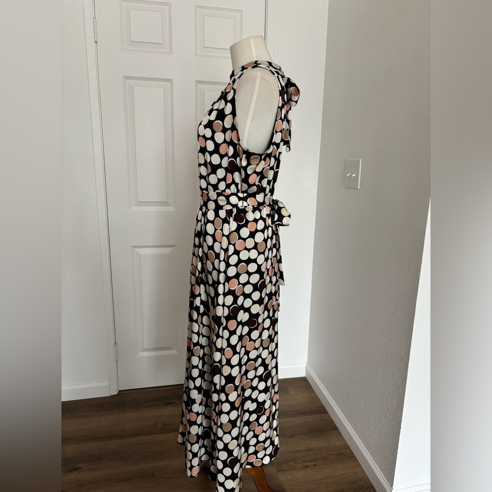 EUC Anne Klein Polka Dot Maxi Dress with Bow Accent Size 4 - Picture 6 of 10